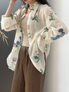 Fashionable Loose French Floral Shirt for Women
