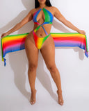 Chiffon Shawl Bikini One-Piece Swimsuit