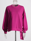 Solid Color Long-Sleeve Loose Asymmetric Top