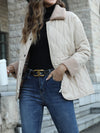 Casual Collared Cardigan Cotton Padded Coat  with Fur Collar