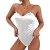 Women's Chain Sling Backless Solid Color Bodysuit
