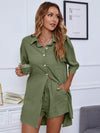 Single Breasted Shirt Solid Color Casual Loose Suit for Women