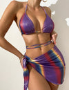 Gradient Color Bikini Lace-up Swimsuit Three-Piece
