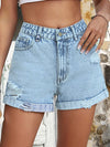 Casual Ripped Denim Shorts with High Waist for Women