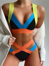 Color Block Swimsuit Triangle Bag Bikini