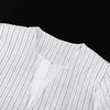 Long Sleeve Deep V-Plunge Jacket with High-Waist Striped Shorts Set