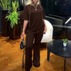 Loose T-Shirt with Wide-Leg Pants: Office Two-Piece Suit for Women