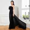 Black Dress with Feather Trim