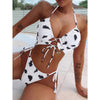 Cow Printed Criss Cross Cutout Bikini