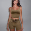Camisole with Drawstring Lace-up High Waist Peach Hip Shorts Set