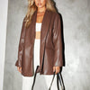 Women's Leather Jacket Casual Warm Blazer