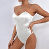 Women's Chain Sling Backless Solid Color Bodysuit
