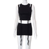 Casual cropped Pleating Vest Slim Fit Skirt Set