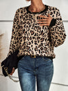 Women Leopard Print Long Sleeve Casual Sweatshirt