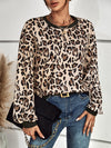 Women Leopard Print Long Sleeve Casual Sweatshirt