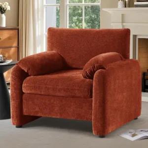 Nova Oversized Accent Chair | Mid-Century Modern Chenille Armchair with Extra-Wide Seat