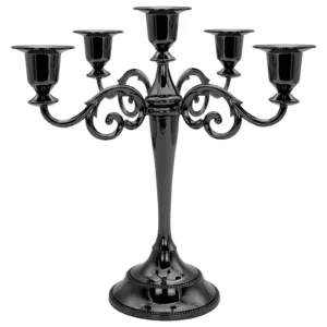 Vintage Five-Headed Black Candlestick - Perfect For Weddings, Church, Halloween, Christmas, Formal Events